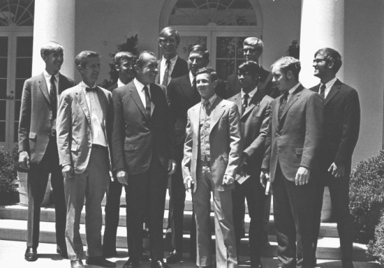 Crew Team in the Rose Garden with Nixon--1969